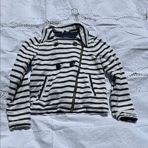 GAP Striped Pea Coat - Black and White